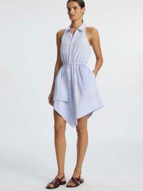 A.L.C. Aria Sky Blue Sleeveless Poplin Mini Shirt Dress Size 12 NWT